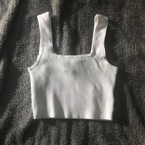 H&M Cropped While Square Neck Tank Top